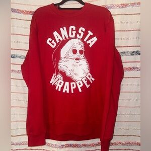 Holiday Time Red Gangsta Wrapper Men's Sweater NWOT